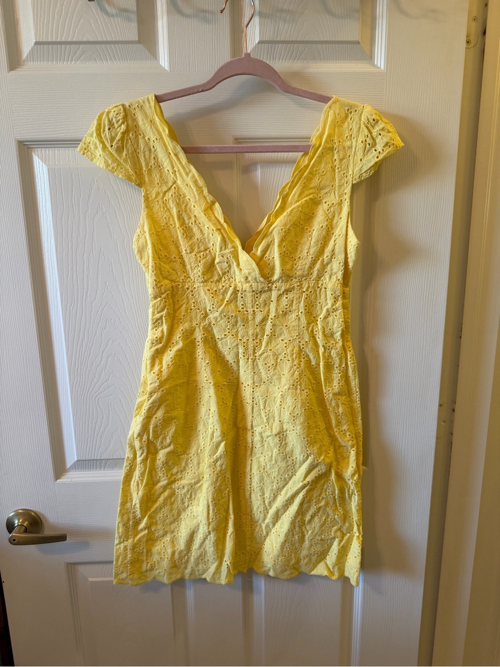 Laundry By Shelli Segal Yellow Eyelet Mini Dress
